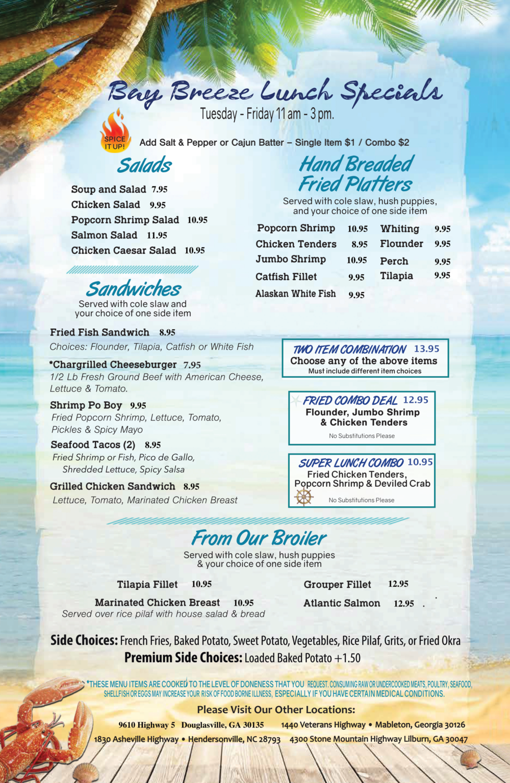 Lunch Specials Menu - Bay Breeze Seafood Restaurants